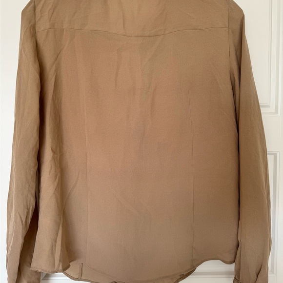 Zara Basic Women’s Ruffle PleatFront Button Blouse Tan Polyester Workwear Size M - Picture 2 of 7